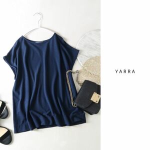 百貨店購入/ヤラ YARRA☆洗える 綿麻強撚天竺フレンチスリーブTシャツ フリーサイズ 日本製☆A-O 2920