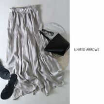 1.9万☆ユナイテッドアローズ UNITED ARROWS☆洗える サテンマキシフレアパンツ 36サイズ 日本製☆A-O 2968_画像1