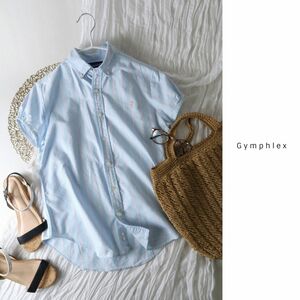 B shop/ジムフレックス Gymphlex☆洗える ストライプ パフスリーブシャツ 14サイズ☆E-M 3170