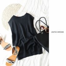 1.3万☆ユナイテッドアローズ UNITED ARROWS☆シルク混 ミラノリブボトルネックノースリーブニット② フリーサイズ☆C-K 3163_画像1