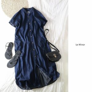  Le Minor Le Minor*... cotton 100% band color Dungaree shirt One-piece 38 size made in Japan *A-O 3181