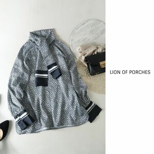 新品☆ジェットセットソロプラス購入/LION OF PORCHES☆洗える ボウタイ付き ロゴプリント ブラウス 36サイズ☆A-O 2467