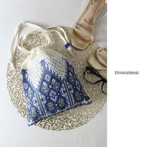 新品☆エリナレベッシ ElinaLebessi☆ギリシャ製☆刺繍ポーチ 巾着☆A-O 2544