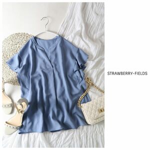  Strawberry Fields STRAWBERRY-FIELDS*... key neck frill sleeve blouse made in Japan *N-H 3469