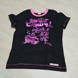 メゾピアノ　半袖シャツ　ブラック　黒　ピンク　サイズ140　美品　女の子　キッズ Tシャツ