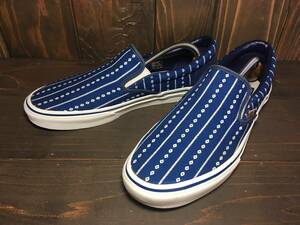 ★VANS バンズ 国内企画 slip on スリッポン 紺×白 和柄 japan indigo 藍染 28.5cm Used 検 SK8 ハーフキャブ オールドスクール サンダル