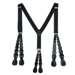 【 Yohji Yamomoto POUR HOMME 】 美品 希少 スカル サスペンダー ストライプ ガイコツ 骸骨 skull suspender ヨウジヤマモト