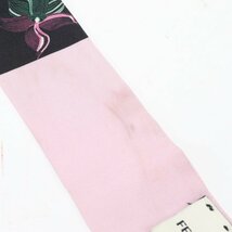 1円■フェンディ■タグ付■ラッピー シルク 100％ バンドゥ ツイリー リボン スカーフ ピンク ボタニカル 絹 FF レディース EEM Z1-5_画像4