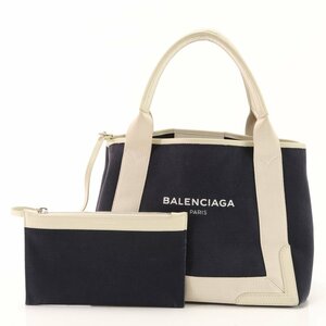 1 иен прекрасный товар Balenciaga темно-синий бегемот S парусина большая сумка сумка есть темно-синий плечо .. плечо рука кожа женский EEM Z12-9