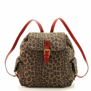 1 jpy # beautiful goods # Vintage # Fendi # Leopard leopard print leather canvas rucksack rucksack bag lady's EEM AA17-2