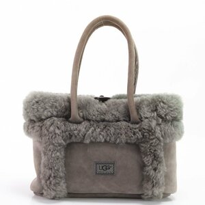 1円■UGG アグ■ムートン ファー レザー トート バッグ 肩掛け ショルダー ハンド 本革 グレー ブランド かわいい レディース EHM X11-9