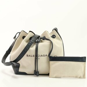 1 иен # Balenciaga # темно-синий ковш кожа парусина 2WAY сумка на плечо наклонный .. рука большая сумка темно-синий женский EHM AB11-3