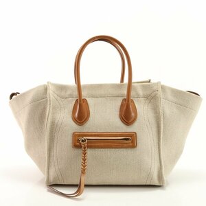 1 иен # прекрасный товар # Celine # багажный Phantom shopa- парусина большая сумка плечо рука Brown женский EHM AB12-2