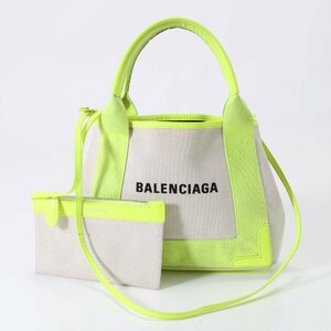 1 иен # Balenciaga # темно-синий бегемот s кожа парусина 2WAY сумка на плечо наклонный .. рука большая сумка желтый женский YYM U40-3