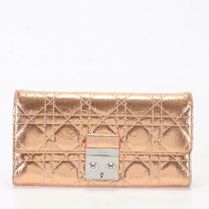 1 jpy Christian Dior kana -ju metallic long wallet 33-MA-0176 long wallet leather pink gold lady's MFM K6-7