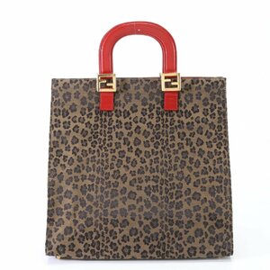 1 jpy # ultimate beautiful goods # Vintage # Fendi # Leopard pattern FF metal fittings leather tote bag shoulder .. shoulder hand lady's YYM S23-3