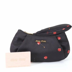 1 jpy # as good as new # Ikebukuro Seibu buy # MiuMiu # guarantee attaching # Cherry pattern 5NE840 clutch bag hand pouch lady's EEM U14-9