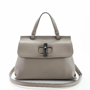 1 иен # превосходный товар # Gucci # bamboo tei Lee 370831 кожа 2WAY сумка на плечо наклонный .. рука большая сумка натуральная кожа женский EEM W16-6