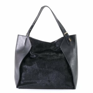 ■GIANNI CHIARINI ジャンニ キアリーニ■ハラコ レザー トート バッグ 肩掛け ショルダー ハンド ブラック 黒 A4 レディース HHM S3-7