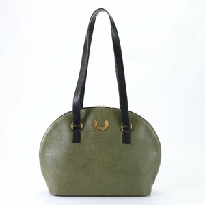 1 jpy # beautiful goods #molabito# Logo plate khaki leather tote bag shoulder .. shoulder hand original leather woman A4 lady's EEM P12-1