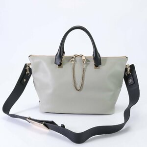1 jpy # beautiful goods # Chloe # Bayley bai color leather 2WAY shoulder bag diagonal .. hand black gray A4 lady's EEM 0301-E10
