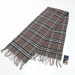 1 иен # Burberry #noba проверка шерсть 100% палантин шаль осень-зима бахрома muffler серый мужской женский EPM 0220-P6