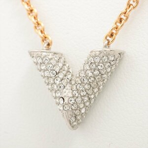 1 jpy # Louis Vuitton #esen car ruV rhinestone necklace M68033 Gold accessory pendant Logo lady's MMM K31-4