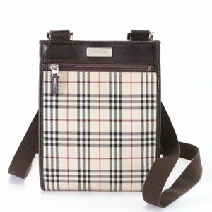 1 иен # прекрасный товар # Burberry #noba проверка кожа сумка на плечо наклонный ..mesenja- большая сумка ходить на работу натуральная кожа Brown мужской EEM T14-5
