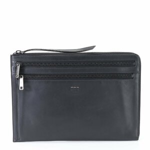 1 jpy # ultimate beautiful goods # Fendi # leather second bag clutch black black document pouch commuting business tote bag gentleman A4 men's EHM L12-6
