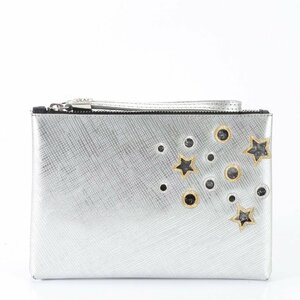 1 jpy # ultimate beautiful goods #GUM GIANNI CHIARINI Gianni Carry ni design # leather clutch bag hand Second pouch silver EHM G8-9