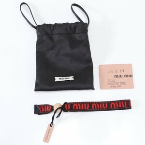1 jpy # MiuMiu # commodity card attaching #5IB338 bracele Logo wood beads fabric black black accessory lady's EPM S9-4