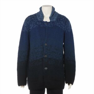 # ultimate beautiful goods # Fendi # blue wool cardigan jacket outer feather woven outer garment 50 L size corresponding blue gentleman clothes men's MMM L26-1