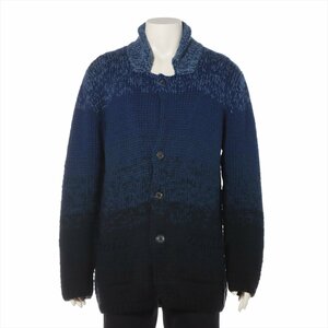 1 jpy # ultimate beautiful goods # Fendi # blue wool cardigan jacket outer feather woven outer garment 50 L size corresponding blue gentleman clothes men's MMM L26-1