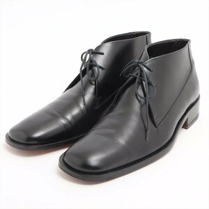 1 иен # прекрасный товар # Gucci # ботинки чукка кожа лодыжка Short гонки выше бизнес обувь 40 1/2E натуральная кожа черный чёрный мужской MMM Q20-7