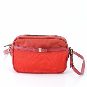 1 jpy # beautiful goods # Salvatore Ferragamo #vala ribbon leather nylon shoulder bag diagonal .. hand tote bag lady's EEM T19-1