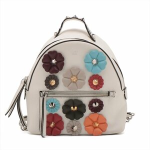 1 jpy # ultimate beautiful goods # Fendi # visor way flower motif 8BZ038 leather rucksack rucksack backpack lady's EEM K35-1