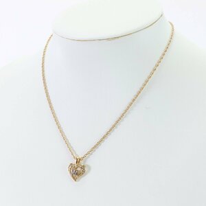 1 jpy # ultimate beautiful goods # Nina Ricci # Logo Stone # chain necklace # Gold accessory jewelry Heart lady's TNT.36-10