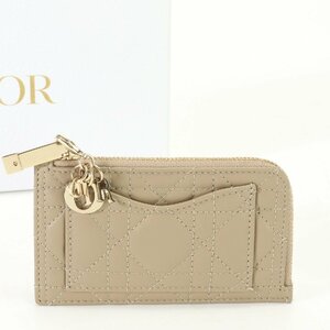 1 jpy ultimate beautiful goods Christian Dior kana -jureti Dior compact Zip card holder leather lady's MNT 1030-E34