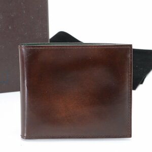 1 иен # прекрасный товар # Dunhill #AB110 кожа двойной бумажник compact бумажник натуральная кожа Brown чай цвет джентльмен мужской EHM K26-4