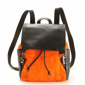 ■美品■グッチ レザー リュックサック リュック バックパック ショルダー バッグ ビジネス 書類鞄 オレンジ ブラック メンズ EHE AA5-4