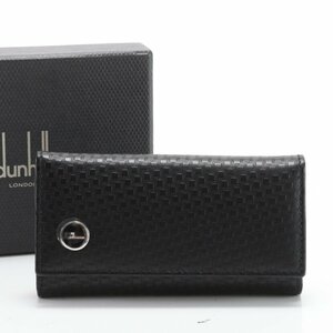 1 иен # превосходный товар # Dunhill # London микро ti-eito6 полосный кожа чехол для ключей натуральная кожа черный чёрный кольцо для ключей джентльмен мужской EEM X13-3