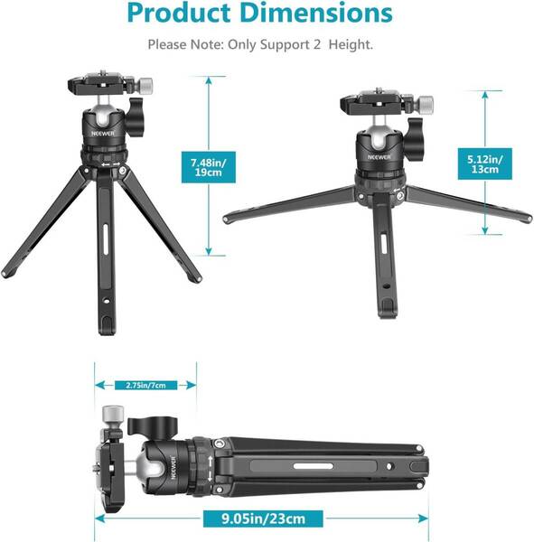 トレンド コンパクト卓上ミニ三脚 360°薄型ボールヘッド付き 1/4型Arca