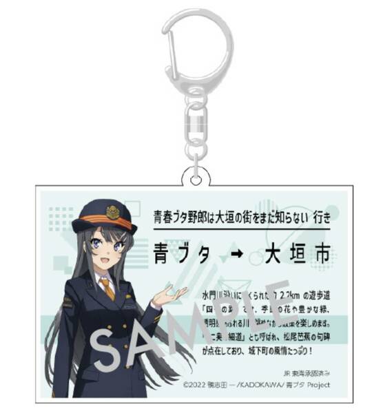 きっぷモチーフ アクリルキーホルダー 桜島麻衣 「青春ブタ野郎は大垣の街をまだ知らない」 JR東海×青春ブタ野郎 コラボグッズ 青ブタ