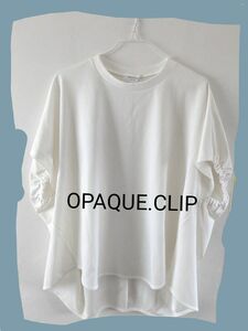 Tシャツ ギャザードルマンカットソー オペークドットクリップ ホワイト