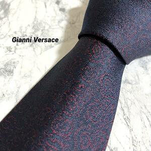 1 jpy ultra rare Gianni Versace Gianni Versace brand necktie silk 100% hard-to-find navy floral print silk Jaguar do