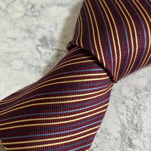 1 иен 1 старт прекрасный товар Aquascutum Aquascutum бренд галстук многоцветный общий рисунок шелк шелк высокий бренд полоса рисунок красный бордо 