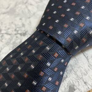 1 jpy beautiful goods SISSY kansai Yamamoto Kansai Yamamoto same day shipping brand necktie business suit total pattern silk silk navy check pattern 