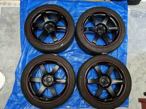 RAYS VOLKRACING TE37 SAGA TIME ATTACK EDTION 18インチ 9J　+44　　専用センターキャップ付き　　DUNLOP DIREZZA ZⅢ　245/40/R18付