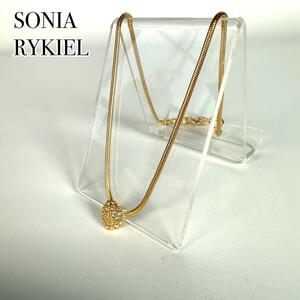 SONIA RYKIEL ハート ラインストーン ビジュー ネックレス ゴールド 金 ソニアリキエル 