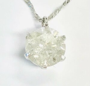 PT999/PT850　純プラチナ　ダイヤ1PD　ネックレス　ダイヤ1.0ct　鑑定カード付　qoj.YOY14